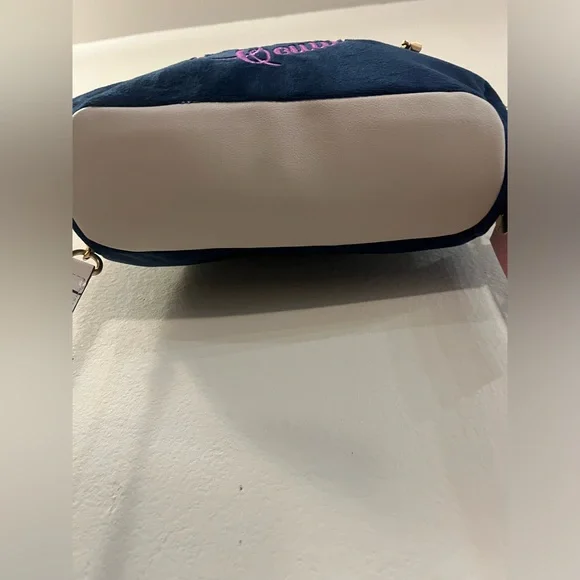 Juicy Couture “The Key to Juicy” Dome Satchel Crossbody | Navy Blue Velour Bag - Picture 6 of 6